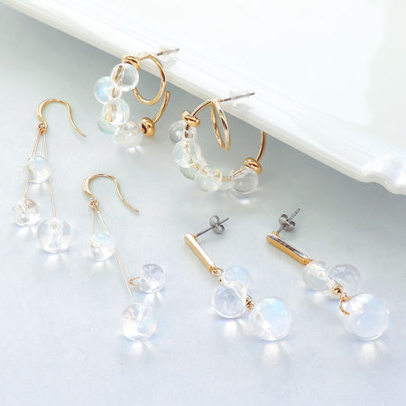 レシピNo.KR0596 ドイツ製アクリルスズマルのバブルピアス3種