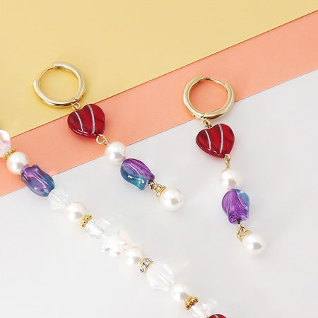 レシピNo.KR0621 チェコビーズのミックスモチーフネック&ピアス