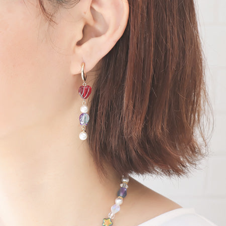 レシピNo.KR0621 チェコビーズのミックスモチーフネック&ピアス