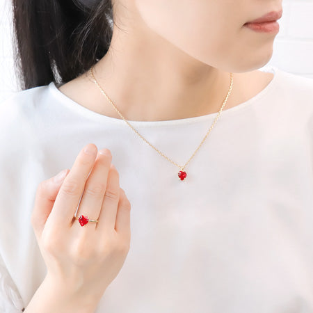 レシピNo.KR0690 貴和クリスタル#4884のハートネック&リング