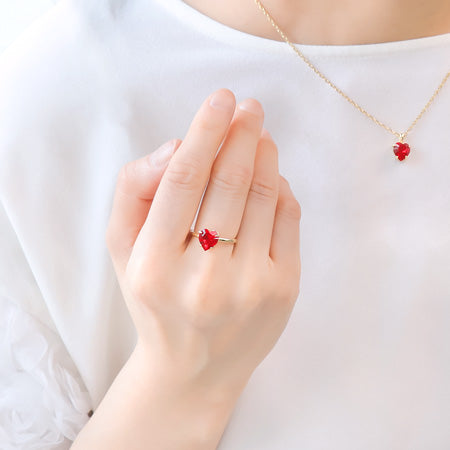 レシピNo.KR0690 貴和クリスタル#4884のハートネック&リング
