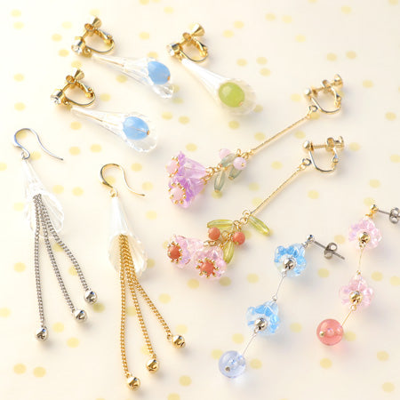 レシピNo.KR0701 ドイツ製アクリルのスワッグイヤーアクセサリー4種
