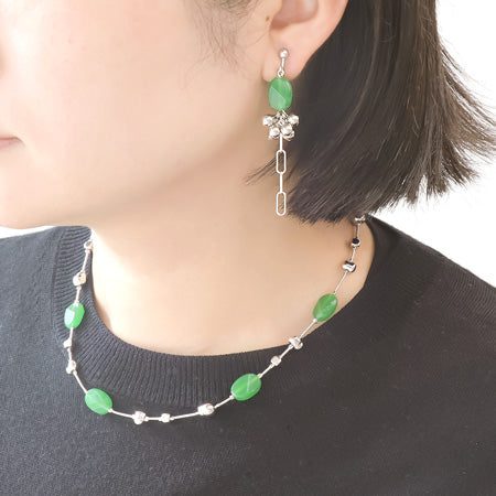 レシピNo.KR0712 ドイツ製アクリルオーバルカットのネック&イヤリング