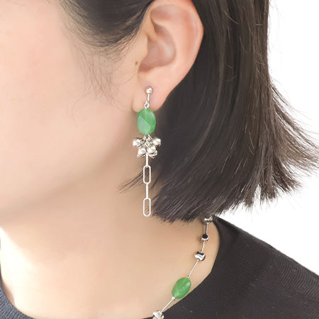 レシピNo.KR0712 ドイツ製アクリルオーバルカットのネック&イヤリング