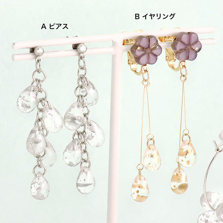 レシピNo.KR0775 チェコクリスタルレインのドロップイヤーアクセサリー3種