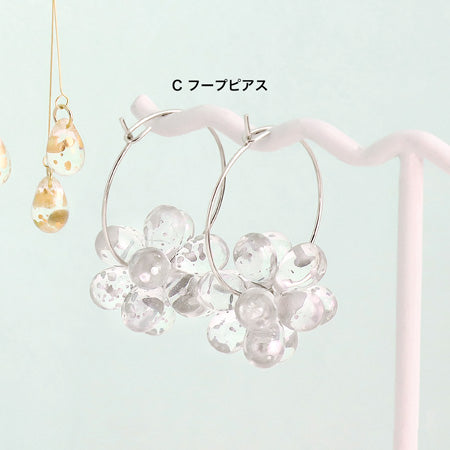 レシピNo.KR0775 チェコクリスタルレインのドロップイヤーアクセサリー3種