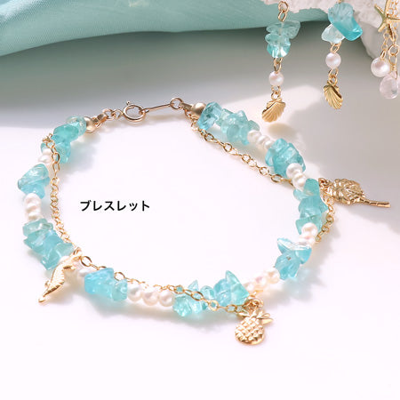 レシピNo.KR0814 K14ゴールドフィルドと半貴石のアクセサリー3種
