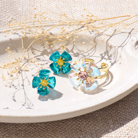 レシピNo.KR0827 貴和クリスタルのフラワーアクセサリー2種