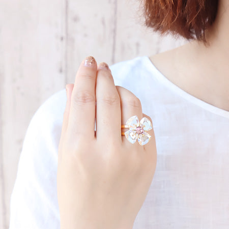レシピNo.KR0827 貴和クリスタルのフラワーアクセサリー2種
