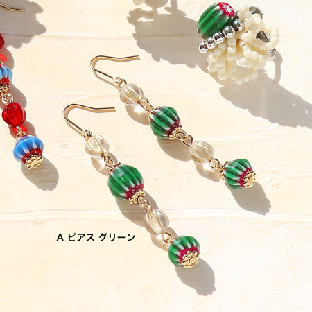レシピNo.KR0831 アフリカントレードビーズのイヤーアクセサリー2種