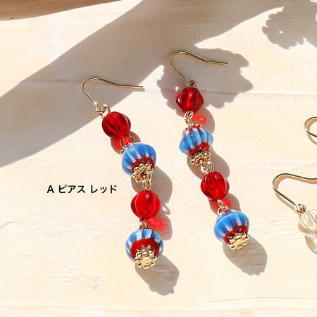 レシピNo.KR0831 アフリカントレードビーズのイヤーアクセサリー2種