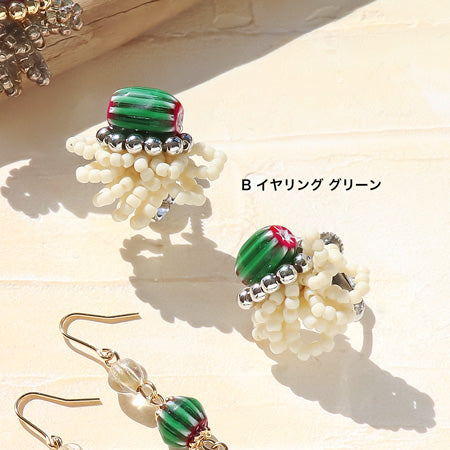 レシピNo.KR0831 アフリカントレードビーズのイヤーアクセサリー2種