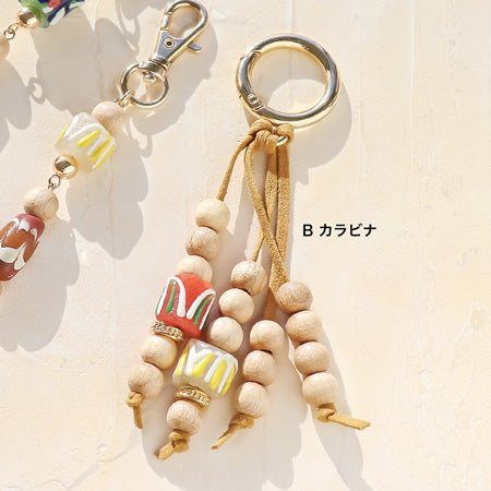 レシピNo.KR0836 アフリカントレードビーズのキーホルダー2種