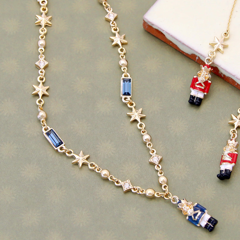 レシピNo.KR0872 チャームくるみ割り人形と星のネック&ピアス