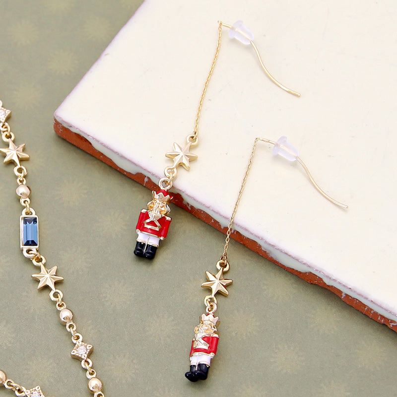 レシピNo.KR0872 チャームくるみ割り人形と星のネック&ピアス