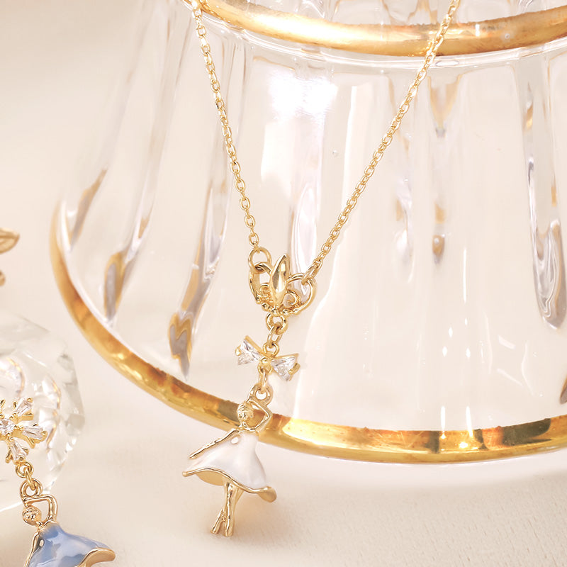レシピNo.KR0876 バレリーナとプチビジューのネック&ピアス