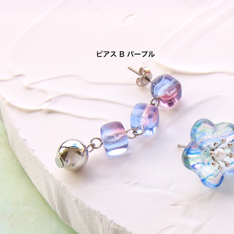 レシピNo.KR0881 チェコビーズのクリアイヤーアクセサリー3種