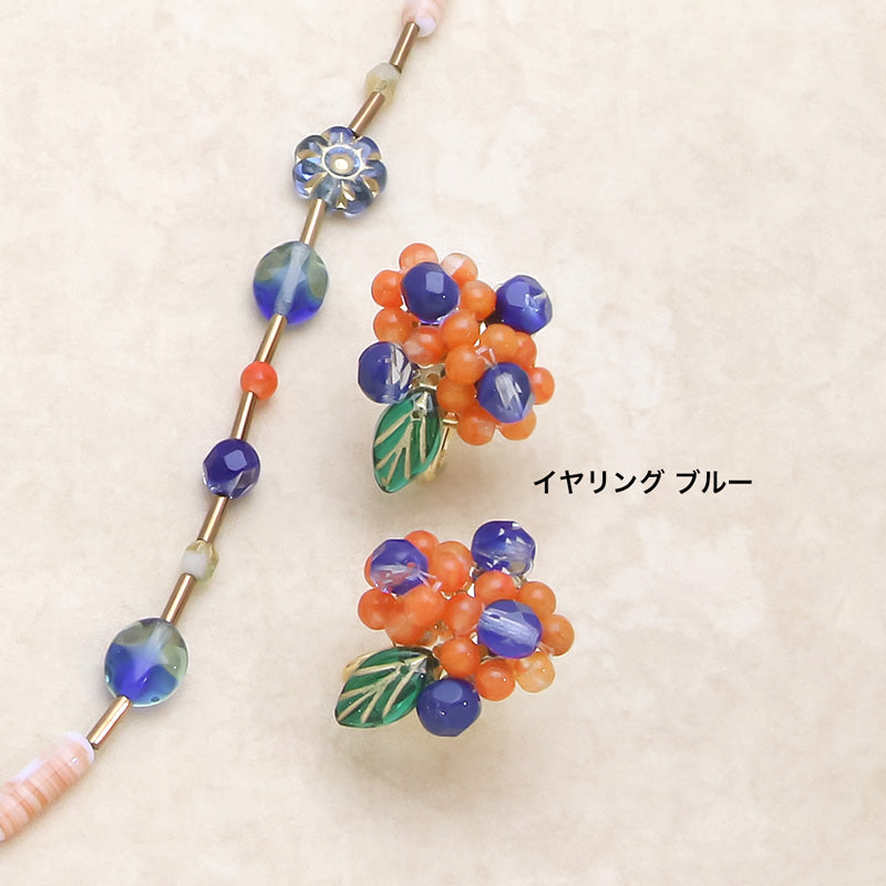 レシピNo.KR0883 チェコビーズのカラフルフラワーネック&イヤリング