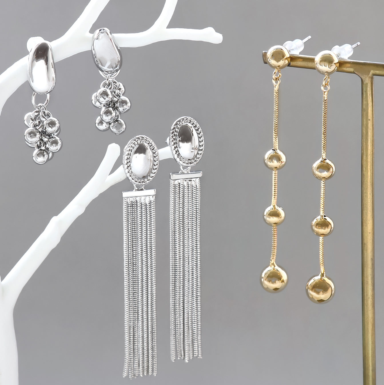 レシピNo.KR0897 メタリックデザインピアス3種