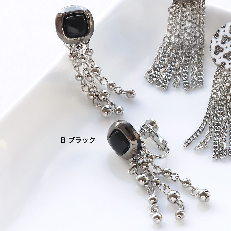 レシピNo.KR0902 ドイツ製ガラスカボションのフリンジイヤリング2種
