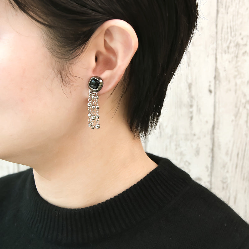 レシピNo.KR0902 ドイツ製ガラスカボションのフリンジイヤリング2種
