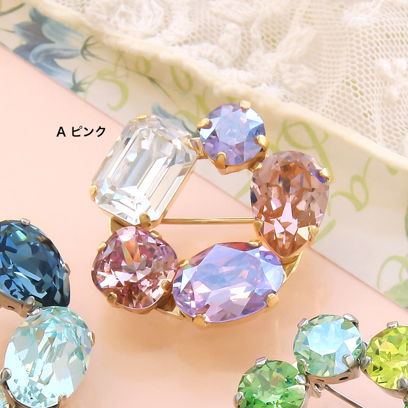 レシピNo.KR0957 貴和クリスタルのリングビジューブローチ2種
