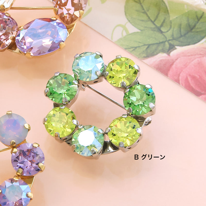 レシピNo.KR0957 貴和クリスタルのリングビジューブローチ2種