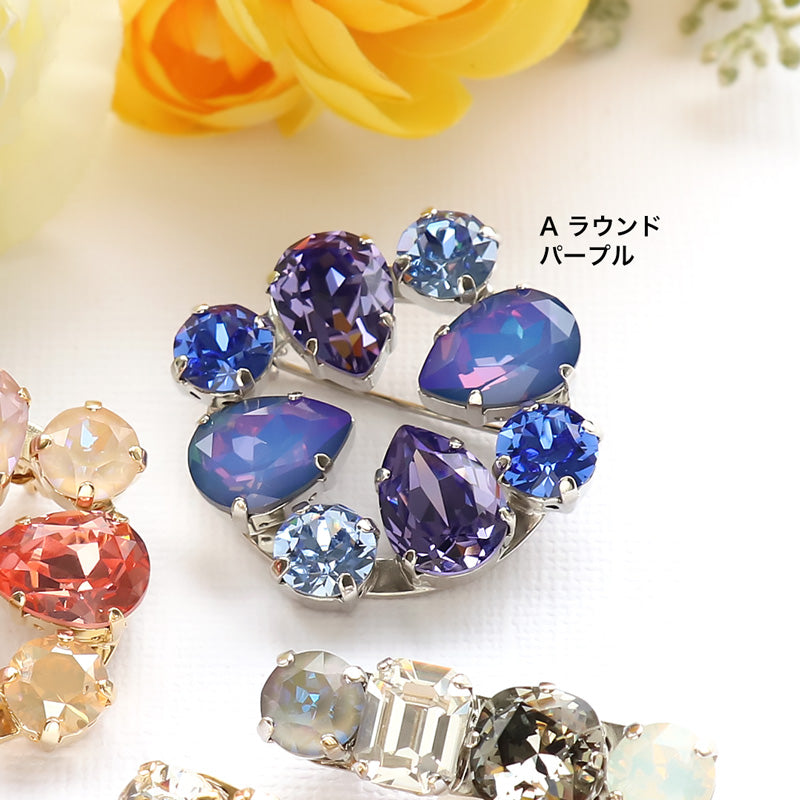 レシピNo.KR0968 貴和クリスタルのビジューブローチ2種