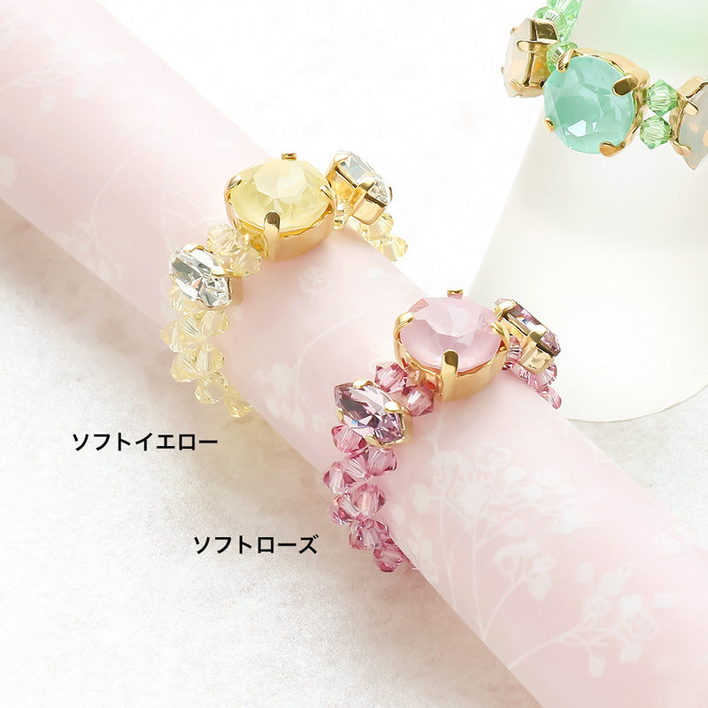 レシピNo.KR0983 貴和クリスタルのカラフルビーズリング