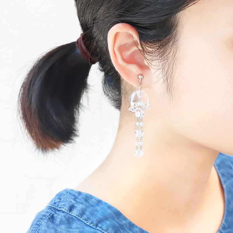 レシピNo.KR1015 ガラスパーツフラワーポットのイヤーアクセサリー2種