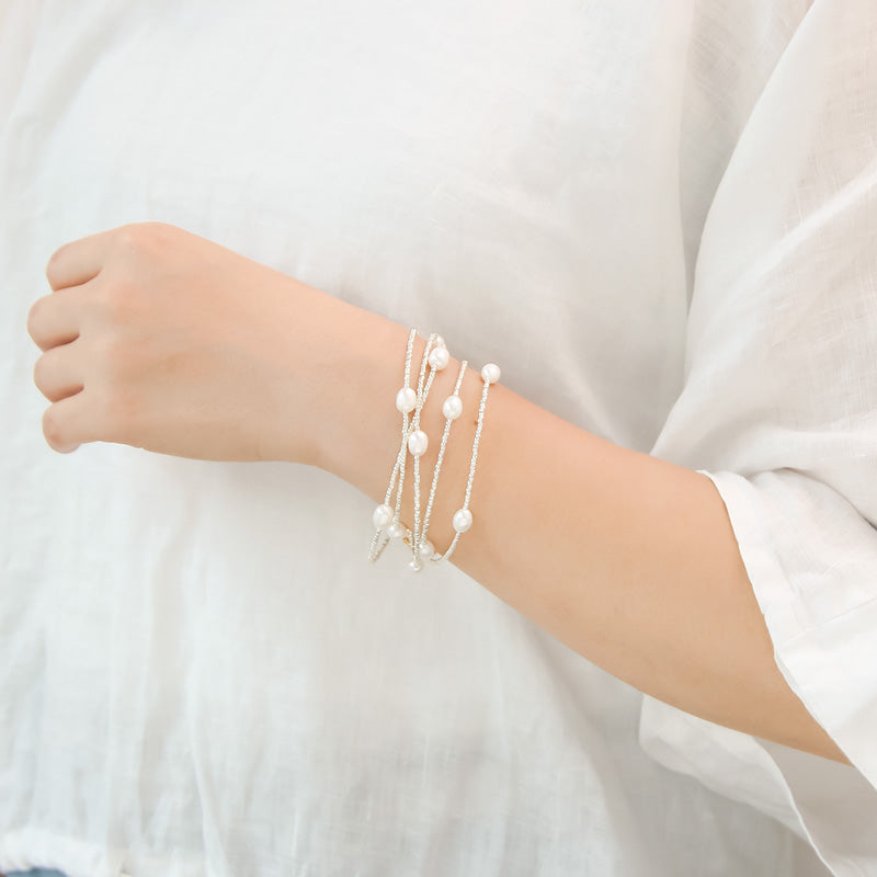 Recipe No.KR1018 Freshwater Pearl Rice Station Long Necklace