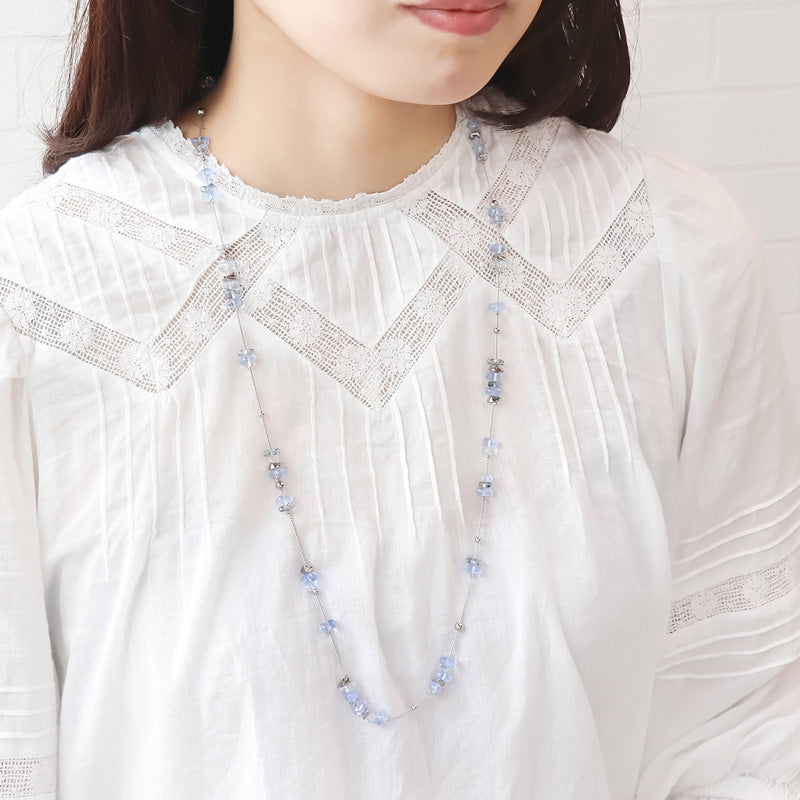 レシピNo.KR1024 チェコサザレのメタリックロングネックレス