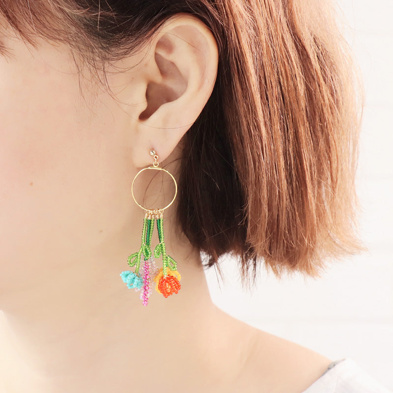 レシピNo.KR1033 ワイヤーフラワーの花束モチーフ