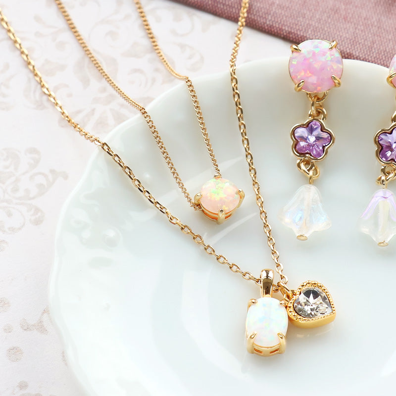 レシピNo.KR1035 人工オパールのレディーアクセサリー2種
