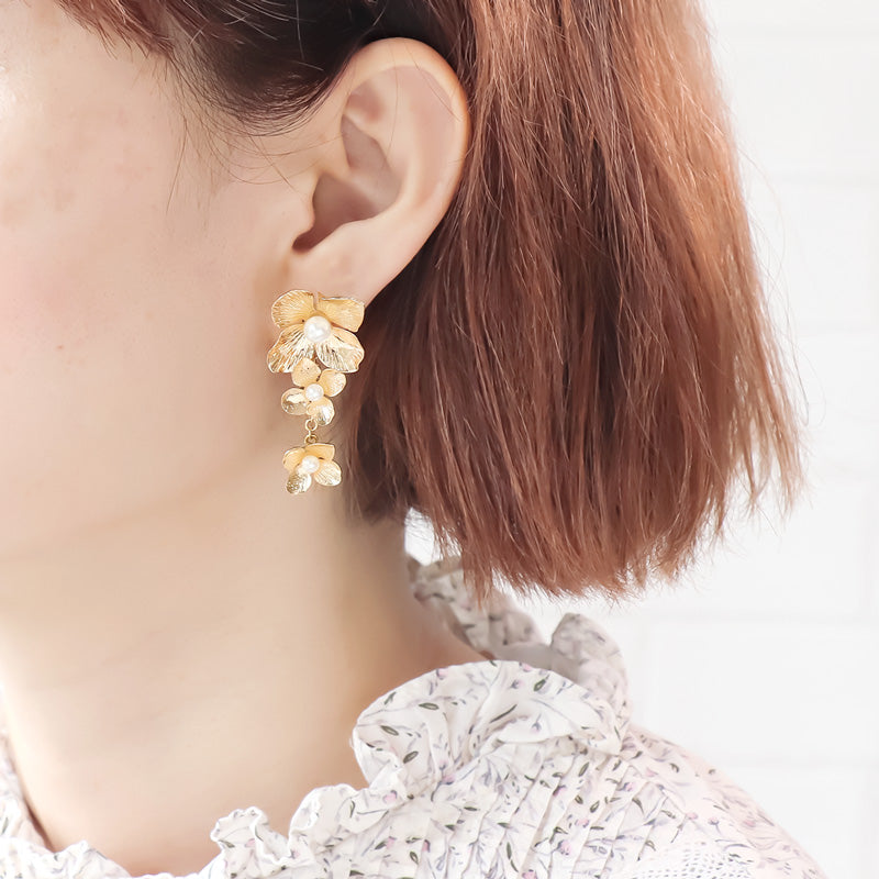 レシピNo.KR1053 メタルフラワーのピアス2種