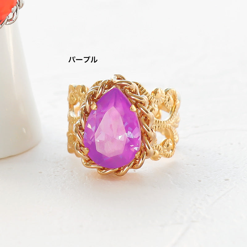 レシピNo.KR1148 貴和クリスタルのドロップビジューリング