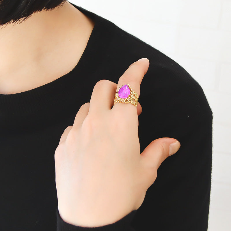 レシピNo.KR1148 貴和クリスタルのドロップビジューリング