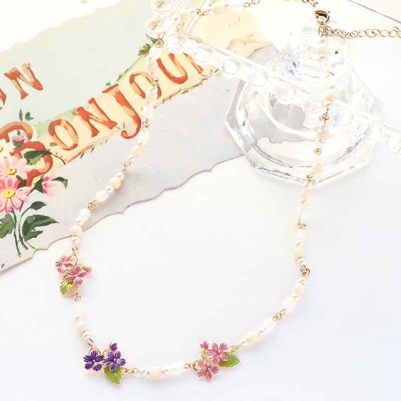 Recipe No. KR1161 Charm Sumire and Czech Bead Necklace