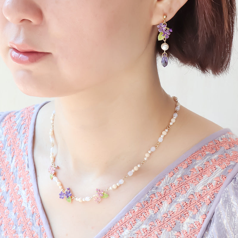 Recipe No. KR1161 Charm Sumire and Czech Bead Necklace
