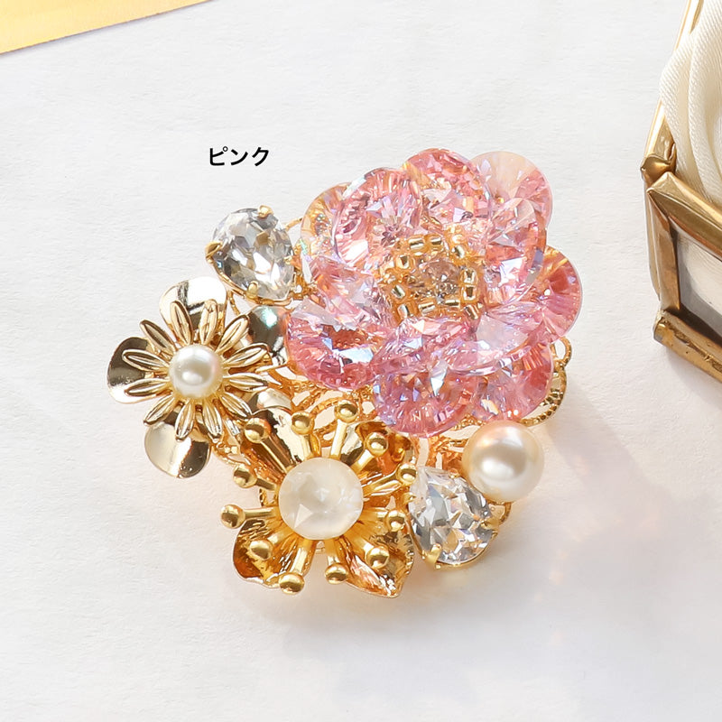 レシピNo.KR1168 貴和クリスタルのフローラブローチ