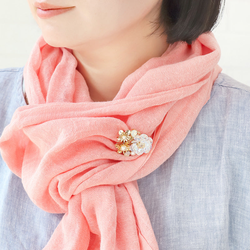 レシピNo.KR1168 貴和クリスタルのフローラブローチ