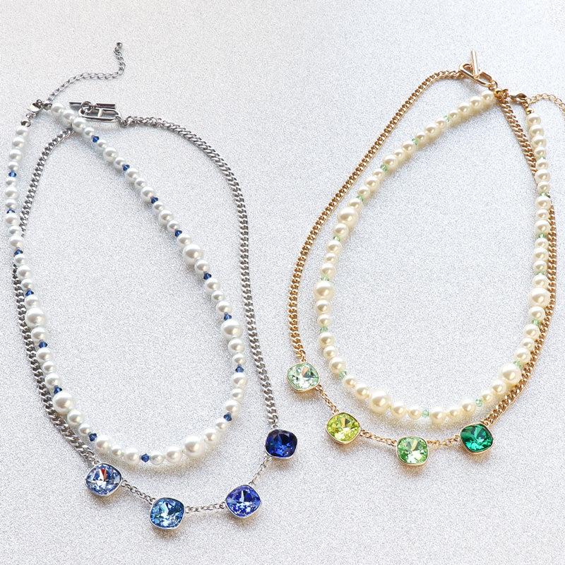 レシピNo.KR1171 貴和クリスタルのレイヤードネックレス