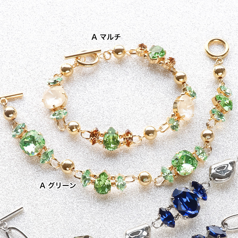 Recipe No. KR1174Kiwa crystals2 types of connected bijou bracelets