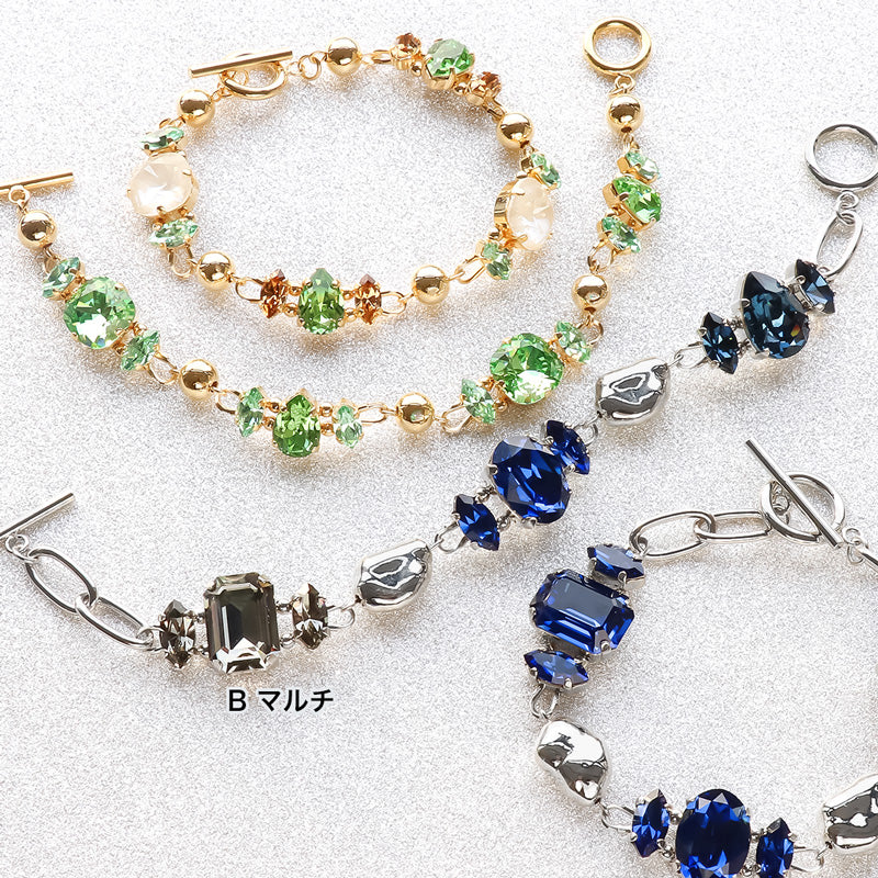 Recipe No. KR1174Kiwa crystals2 types of connected bijou bracelets