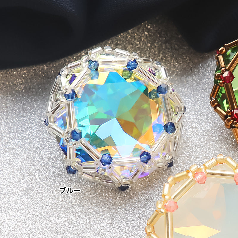 Recipe No. KR1179Kiwa crystalsOctagon Brooch