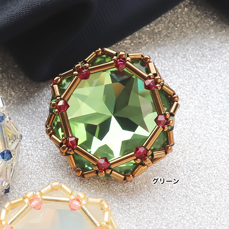 Recipe No. KR1179Kiwa crystalsOctagon Brooch