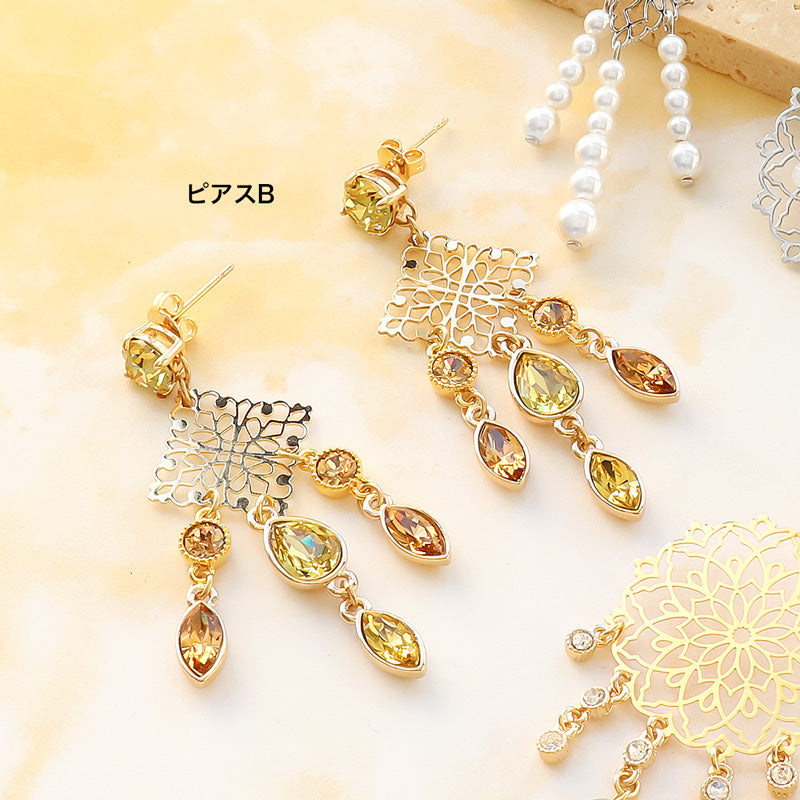 レシピNo.KR1187 エッチングパーツのイヤーアクセサリー4種