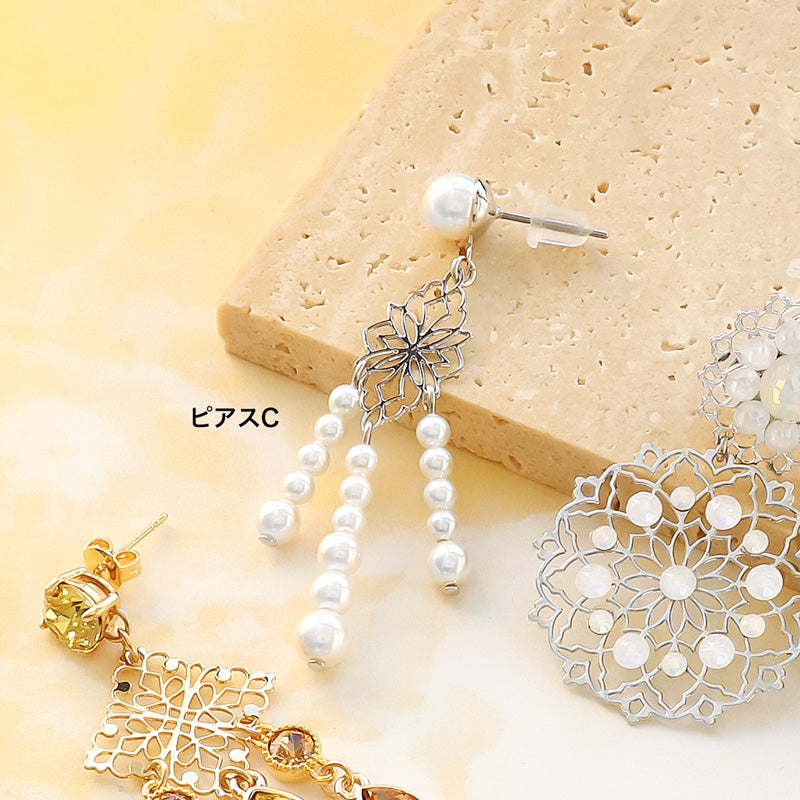 レシピNo.KR1187 エッチングパーツのイヤーアクセサリー4種