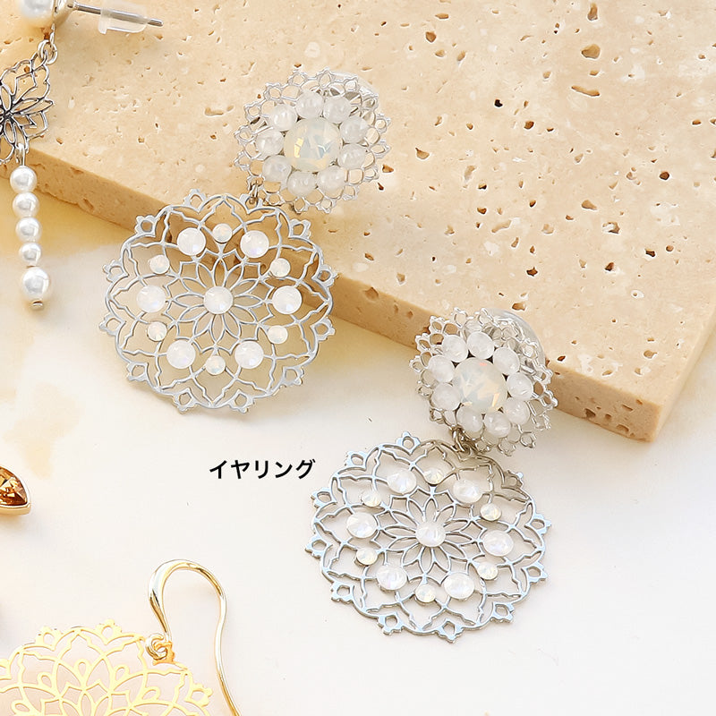 レシピNo.KR1187 エッチングパーツのイヤーアクセサリー4種