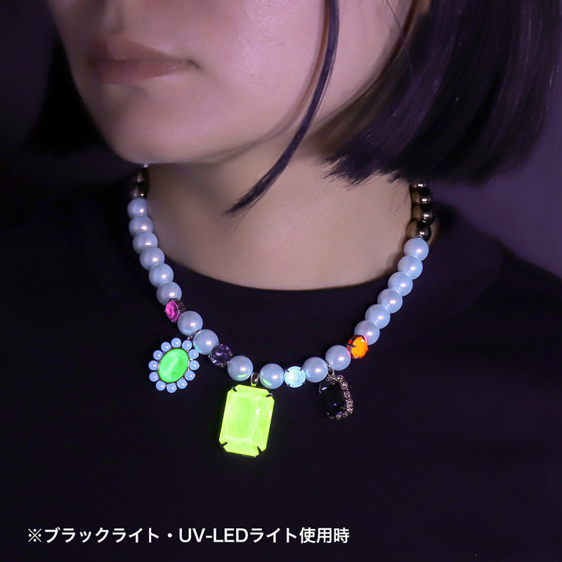レシピNo.KR1195 貴和クリスタル エレクトリックカラーのビッグレクタングルネックレス
